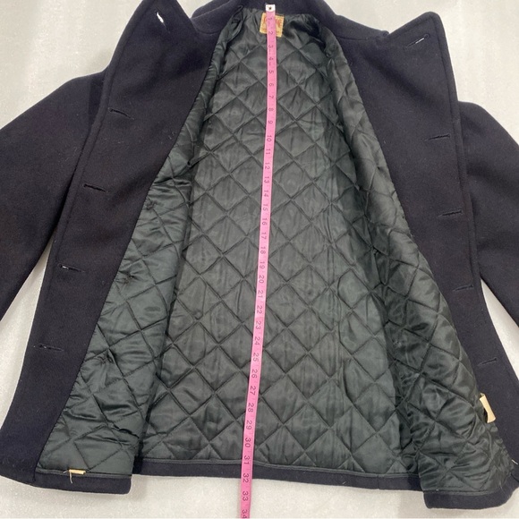 Vintage Men’s Heavy Wool Lined Pea Coat Double Breasted Brass/Plastic Buttons L - Picture 11 of 15